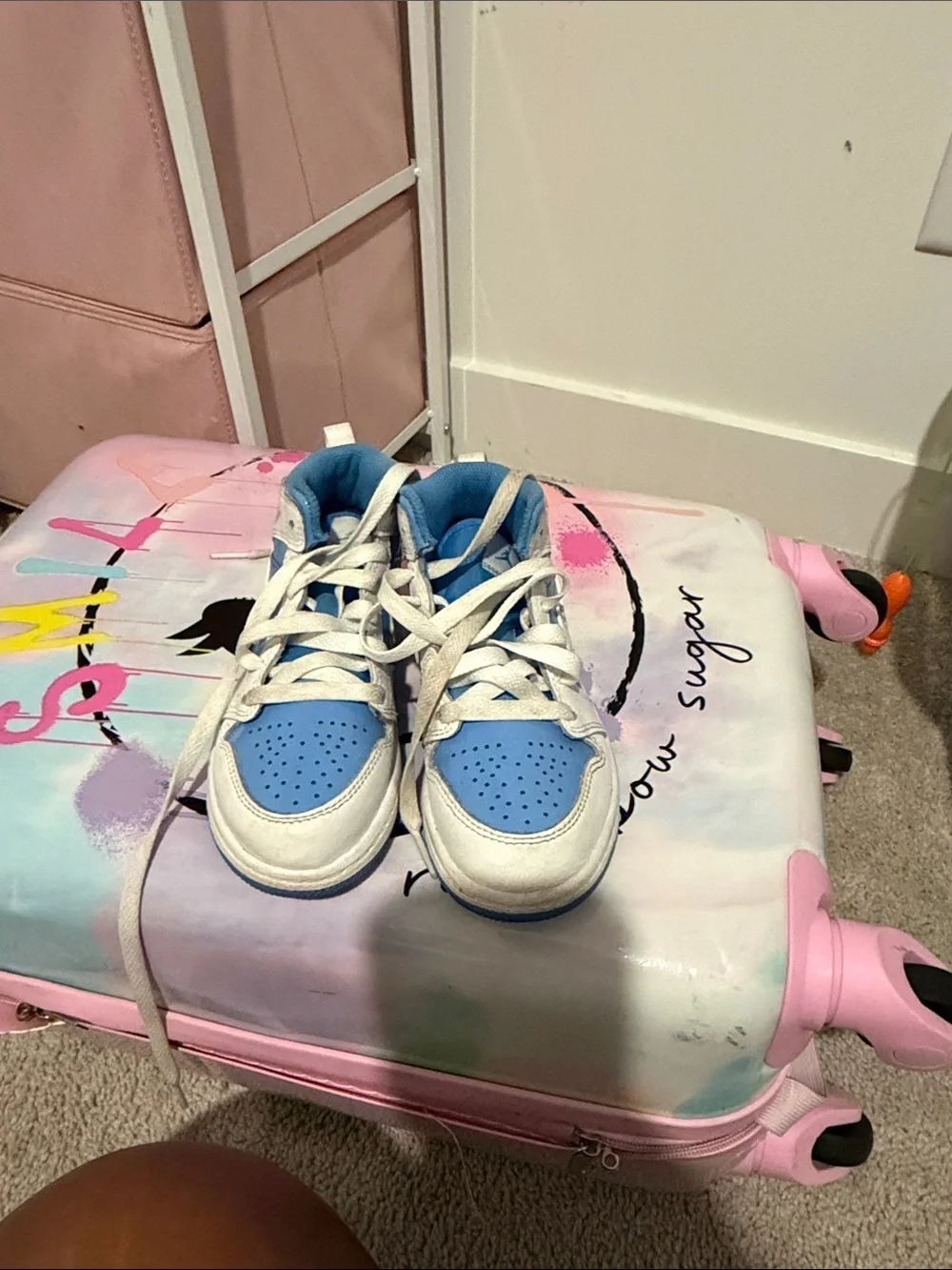 Jordan Kids White and Blue Low-Top Sneakers
